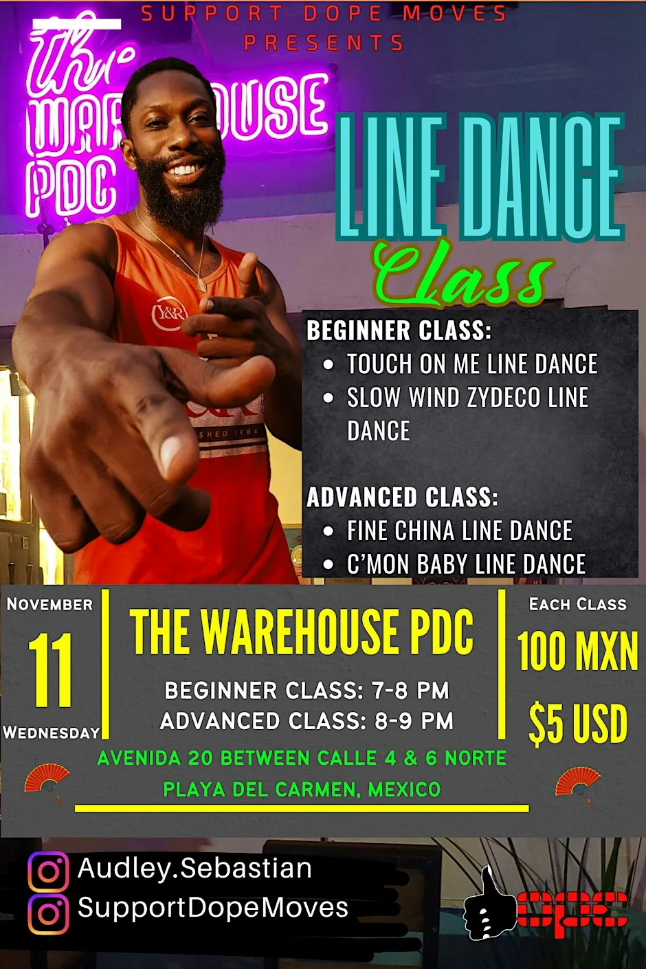 LINE DANCE CLASS in Playa del Carmen, Mexico - November 11, 2026