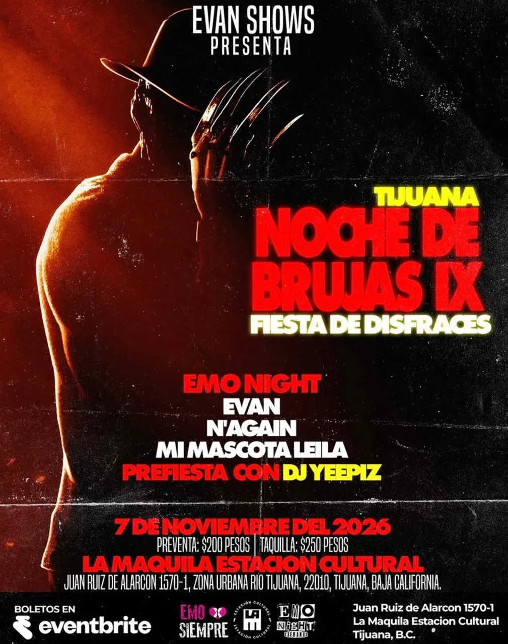 Noche de Brujas IX en Tijuana 2026: fiesta emo
