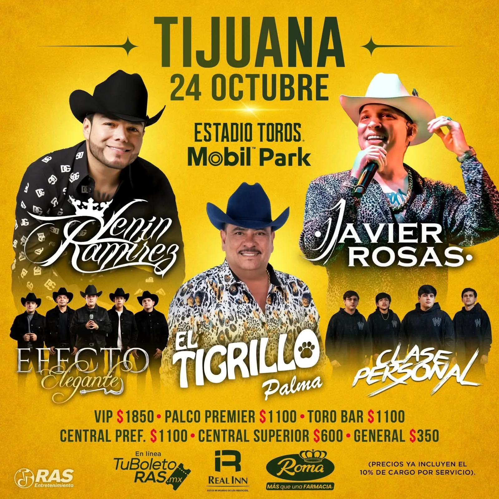 Lenin Ramírez en Tijuana 2026: concierto con Javier Rosas y El Tigrillo Palma