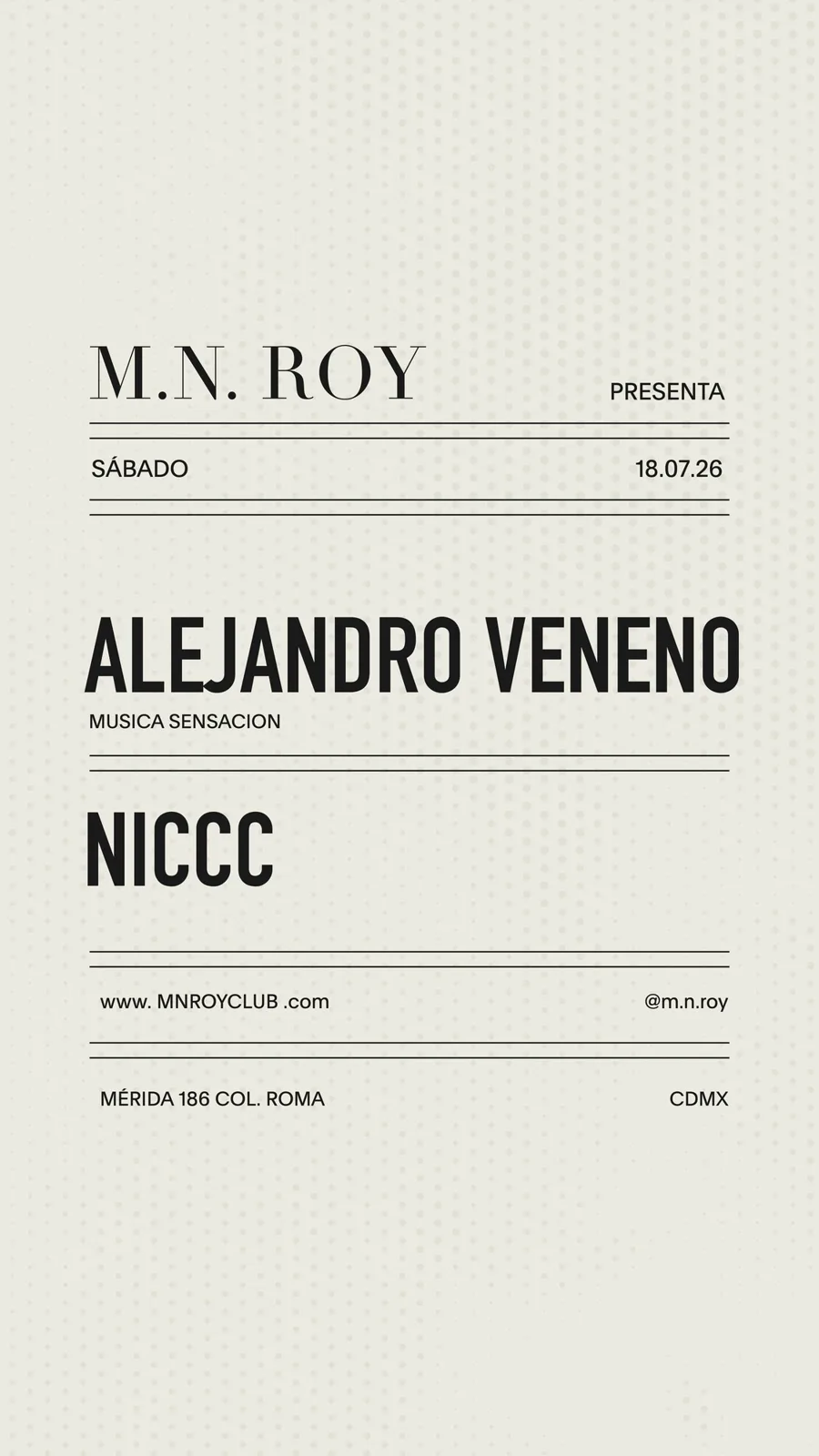 Alejandro Veneno + NICCC