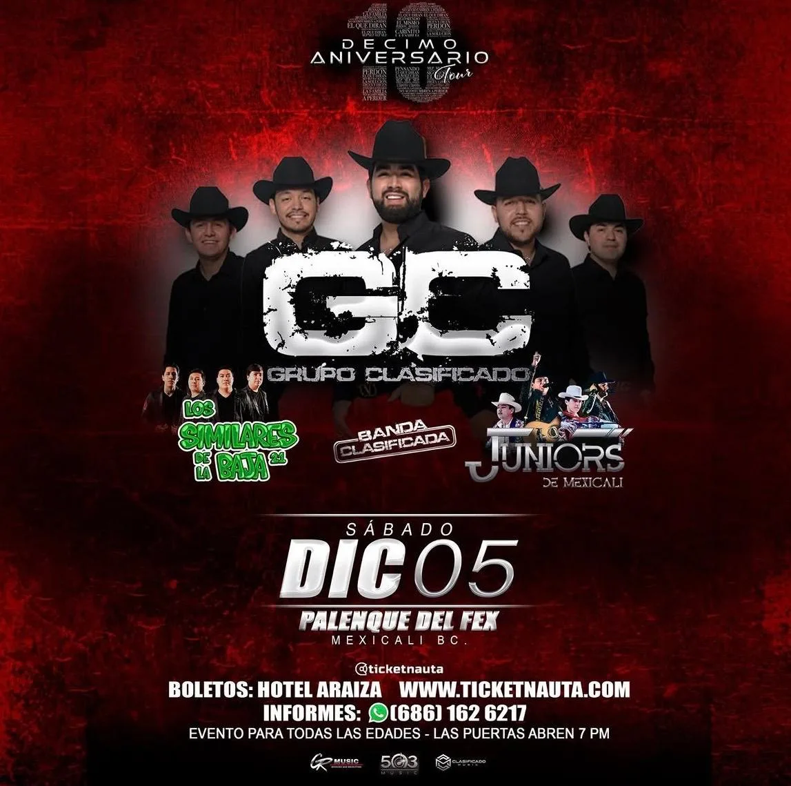 Grupo Clasificado en Mexicali 2026: concierto en Palenque