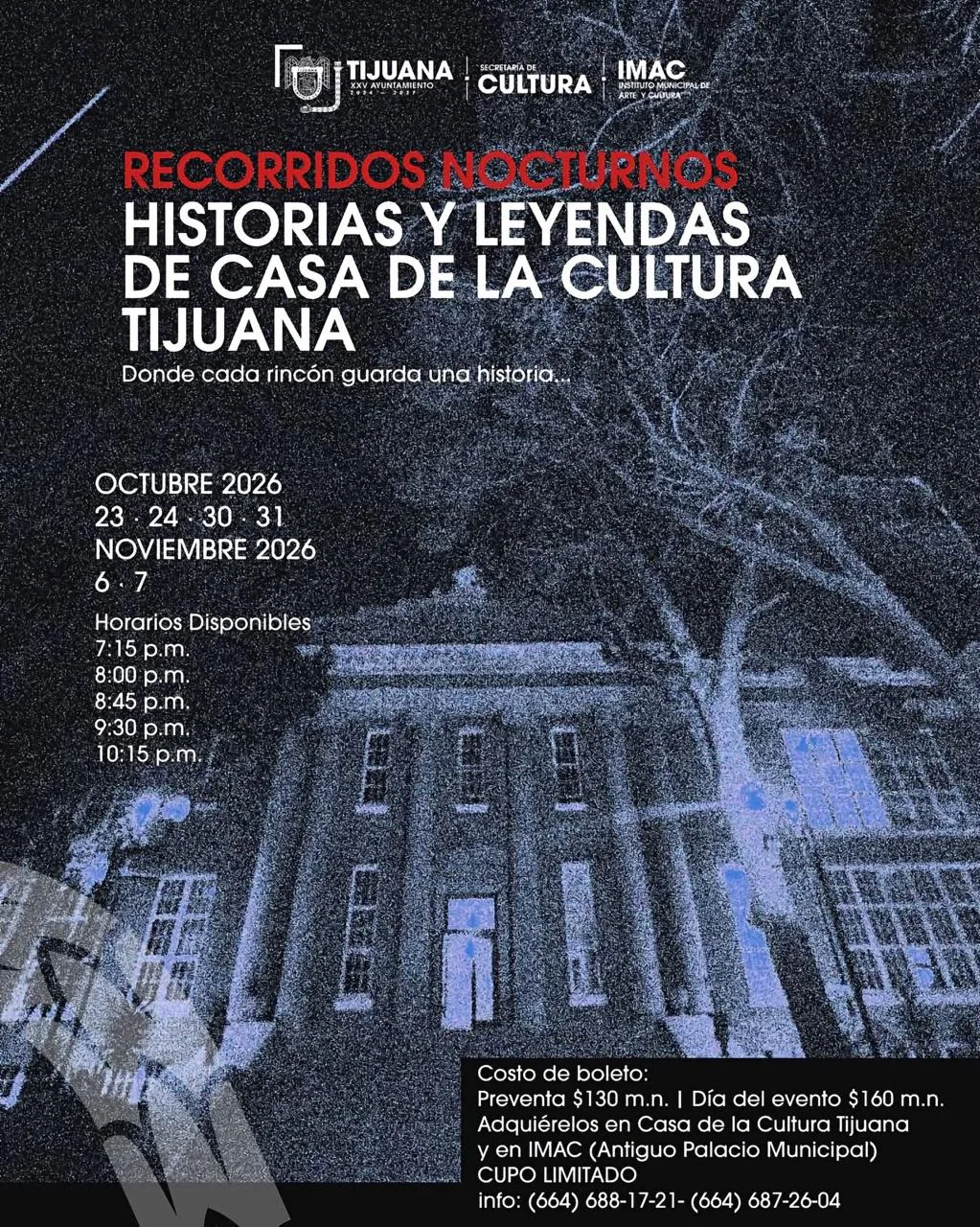 Recorridos Nocturnos en Tijuana 2026: fechas y precios